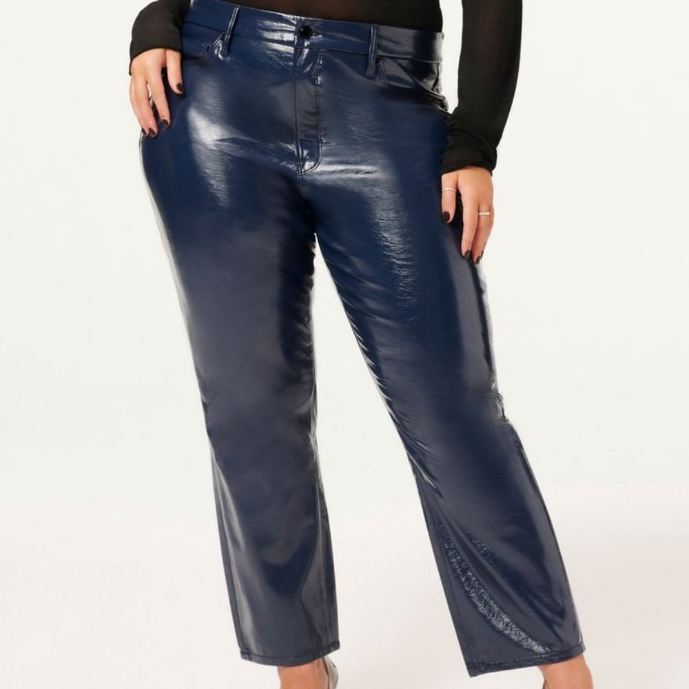 GOOD AMERICAN CLASSIC TEXTURED VINYL "JEANS" - Blue size 18